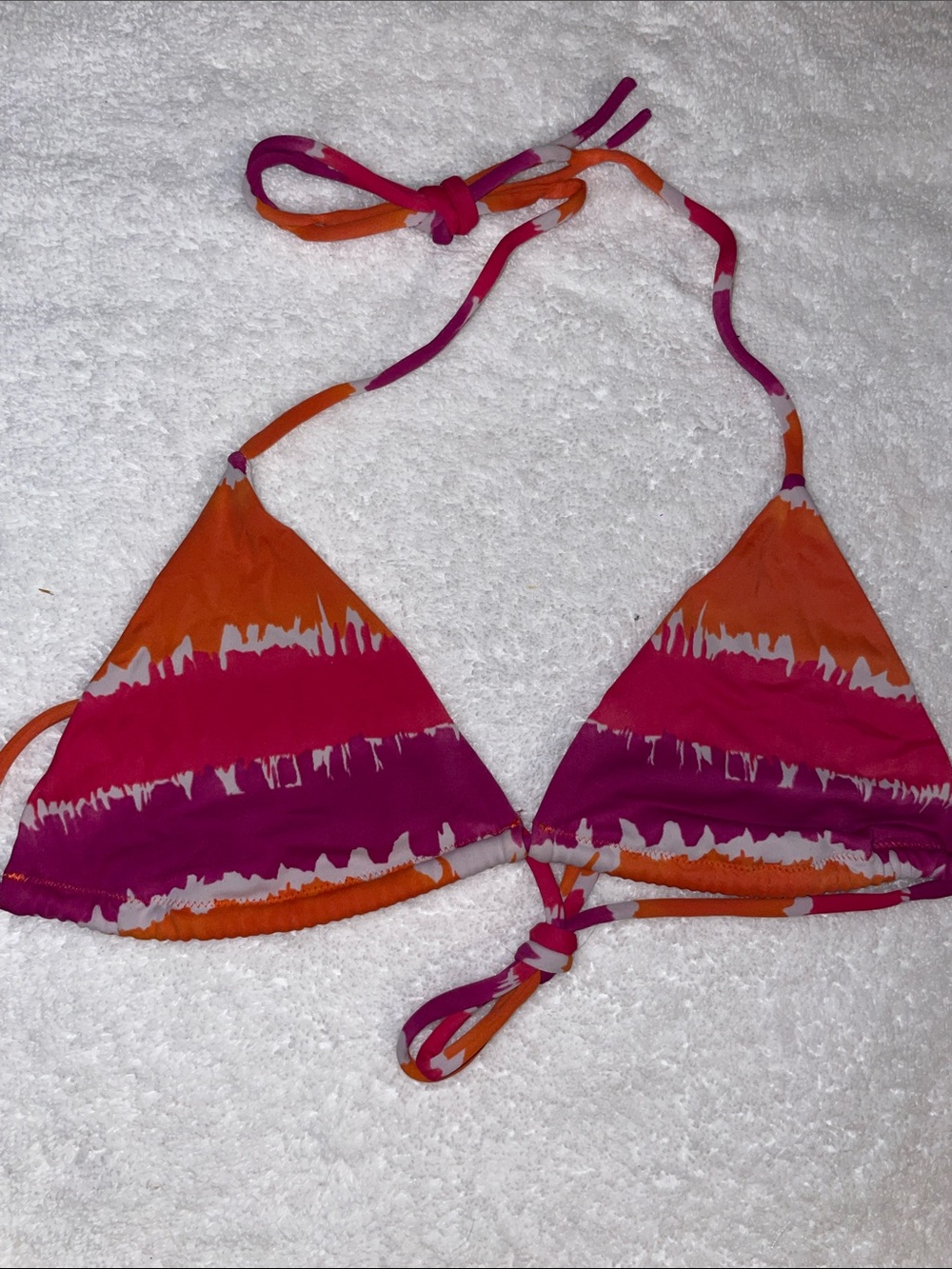 Victoria's Secret Orange and Magenta Tie-Dye String Bikini Top